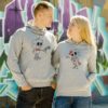 Grey hooded couple jumpers Rose of the robots