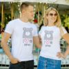White short sleeve couple graphic t shirts I love you beary much