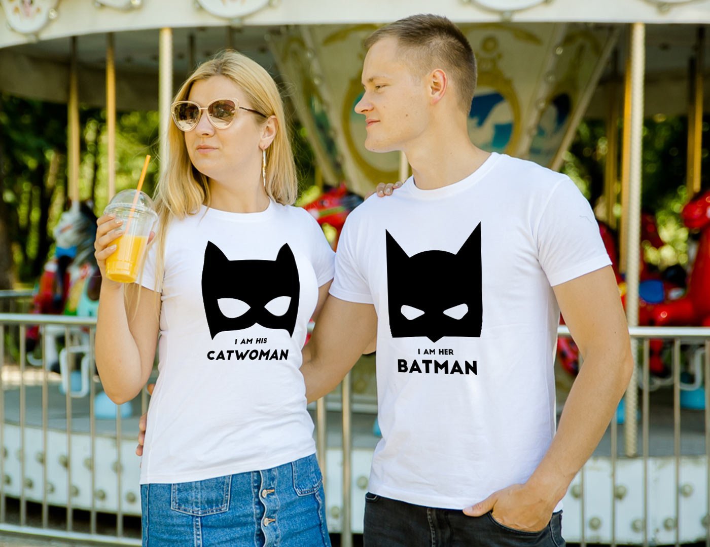 Couple shirts Batman and Catwoman