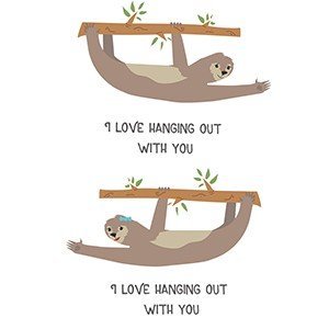Funny couple shirts Sloth hanging out