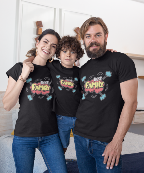 Black short sleeve family graphic t shirts Best family