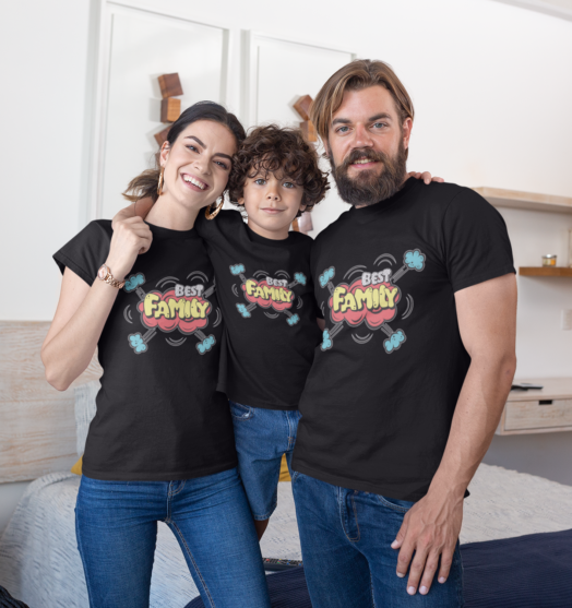 Black short sleeve family graphic t shirts Best family