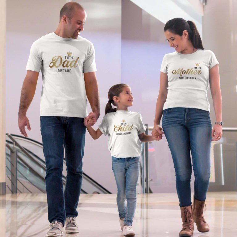 White short sleeve family graphic t shirts Break the rules