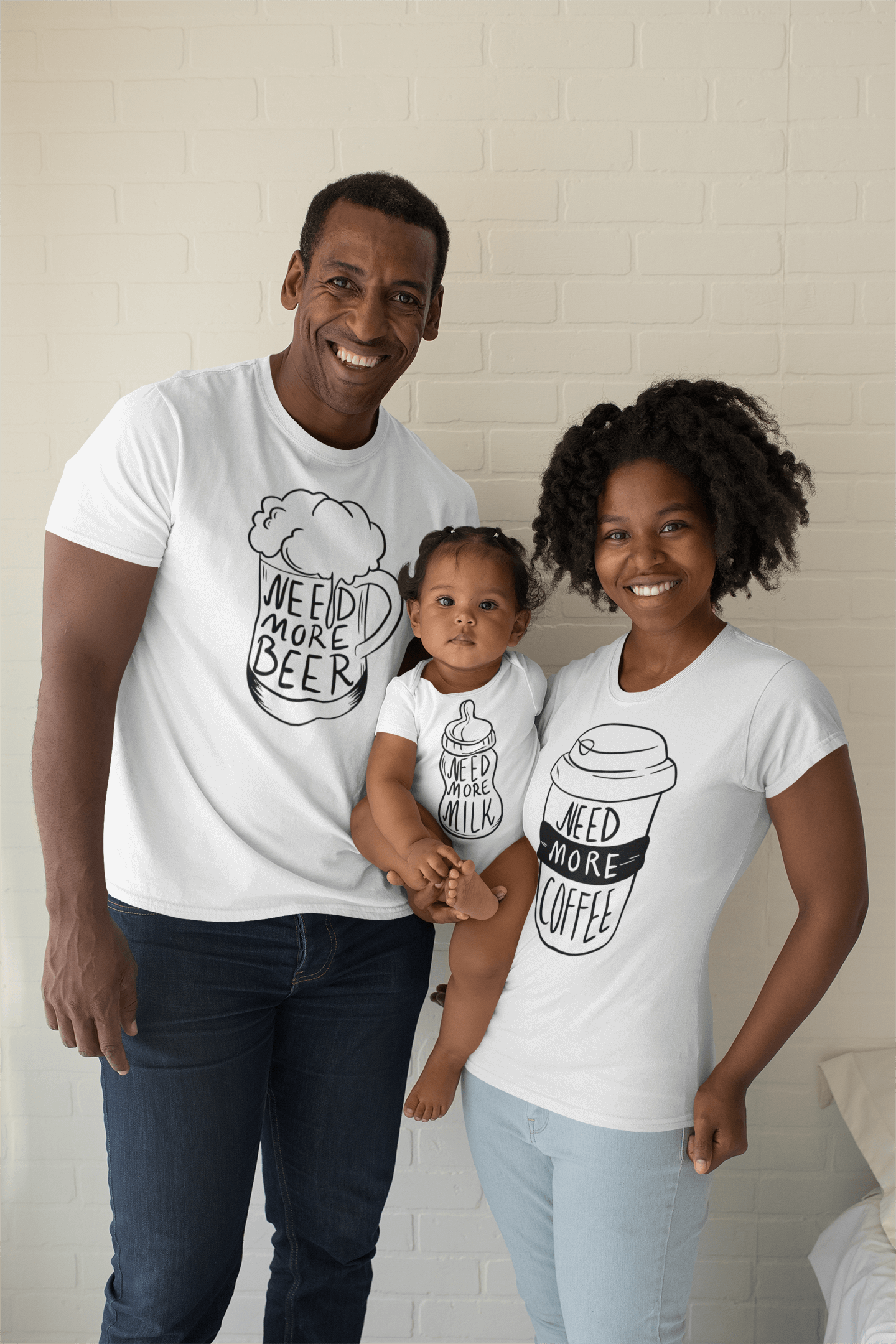 White short sleeve family graphic t shirts Need more