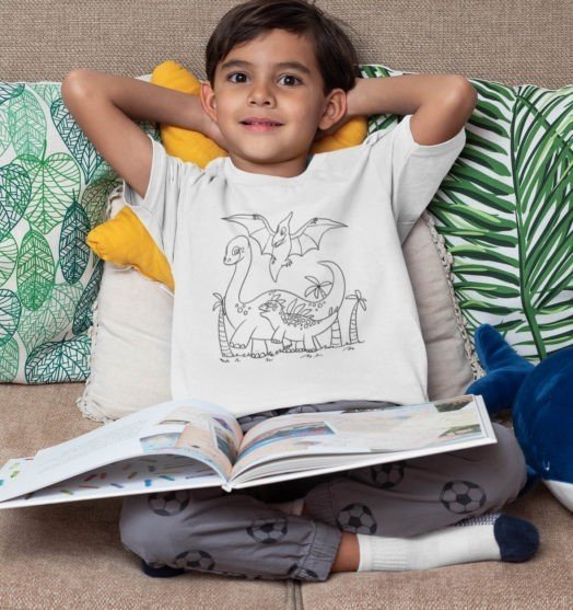 Kids coloring t shirts Dino friends
