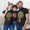 Black short sleeve family graphic t shirts Apple family