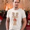 White short sleeve men t shirts for Christmas Deer with lights