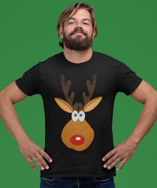 Black short sleeve men t shirts for Christmas Funny Deer