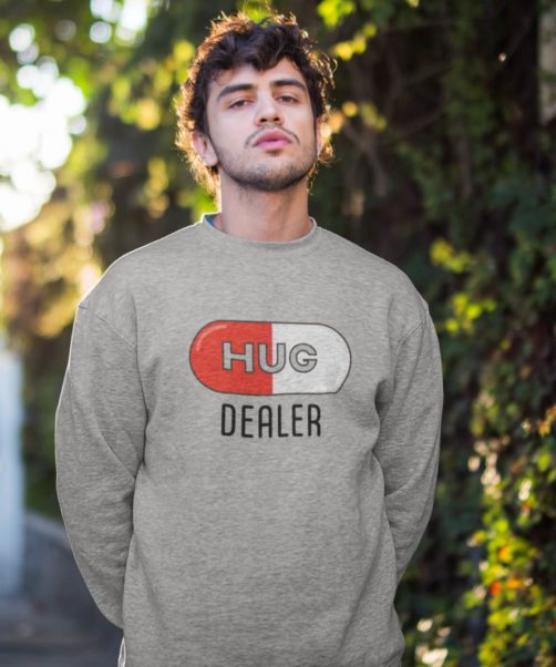 Grey long sleeve men sweatshirts Hug dealer