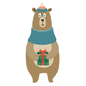 Short sleeve graphic women t shirt for christmas Friendly bear