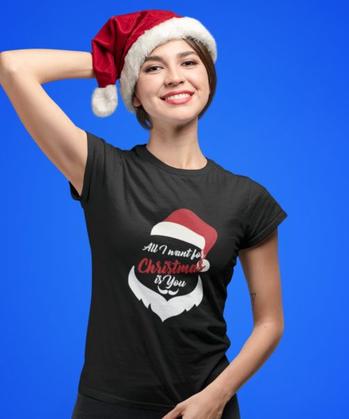Short sleeve graphic women t shirt for christmas All I want
