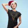 Short sleeve graphic women t shirt for christmas Deer in gold