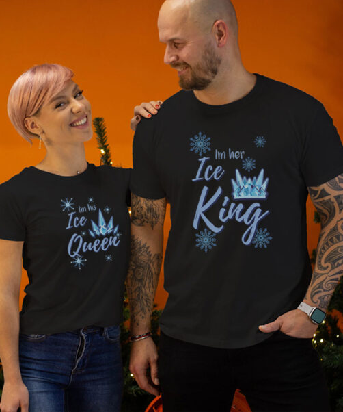 Couple T shirts with print Ice king and queen