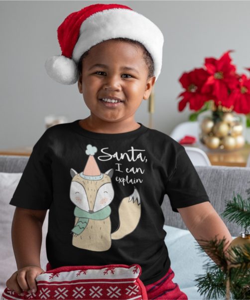 Short sleeve black Christmas t shirts Explain to Santa