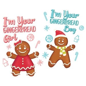 Short sleeve couple graphic t shirt for christmas Gingerbread couple