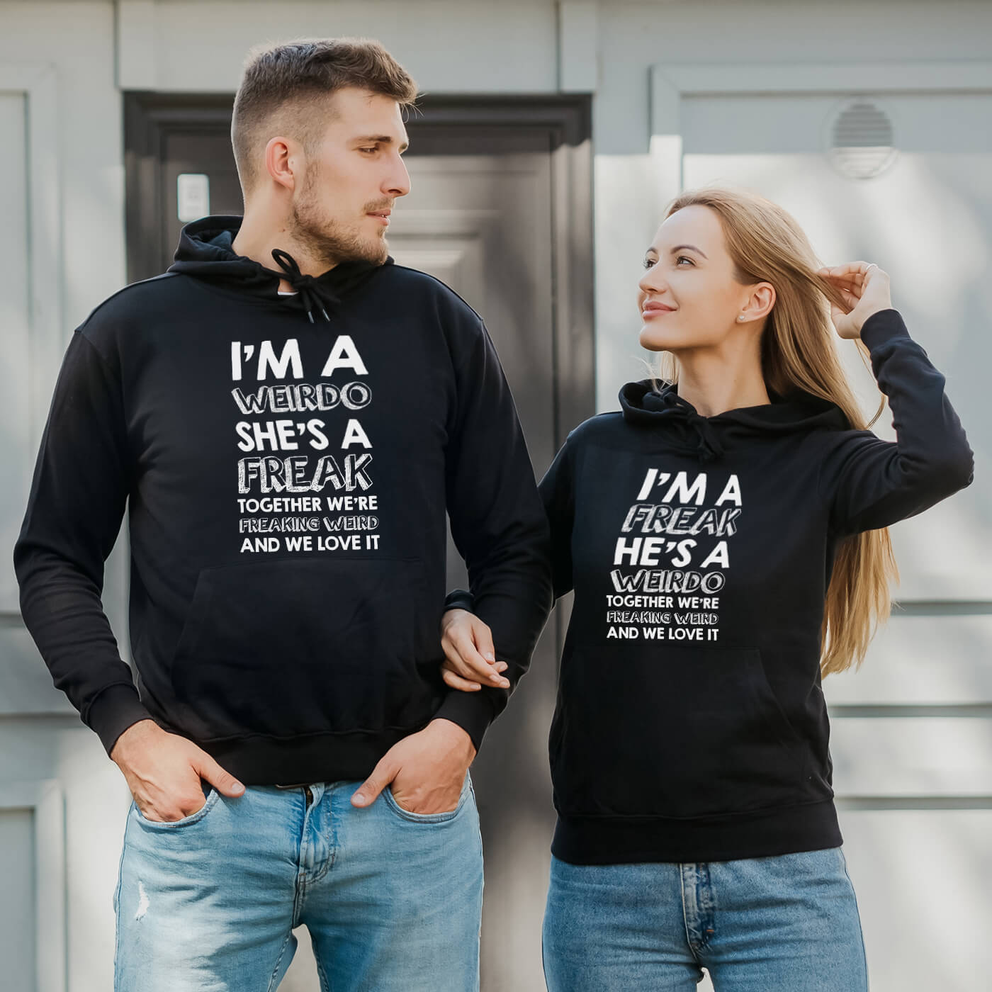 Customized Couple Hoodies Freak and Weirdo – Great Gifts For Couple