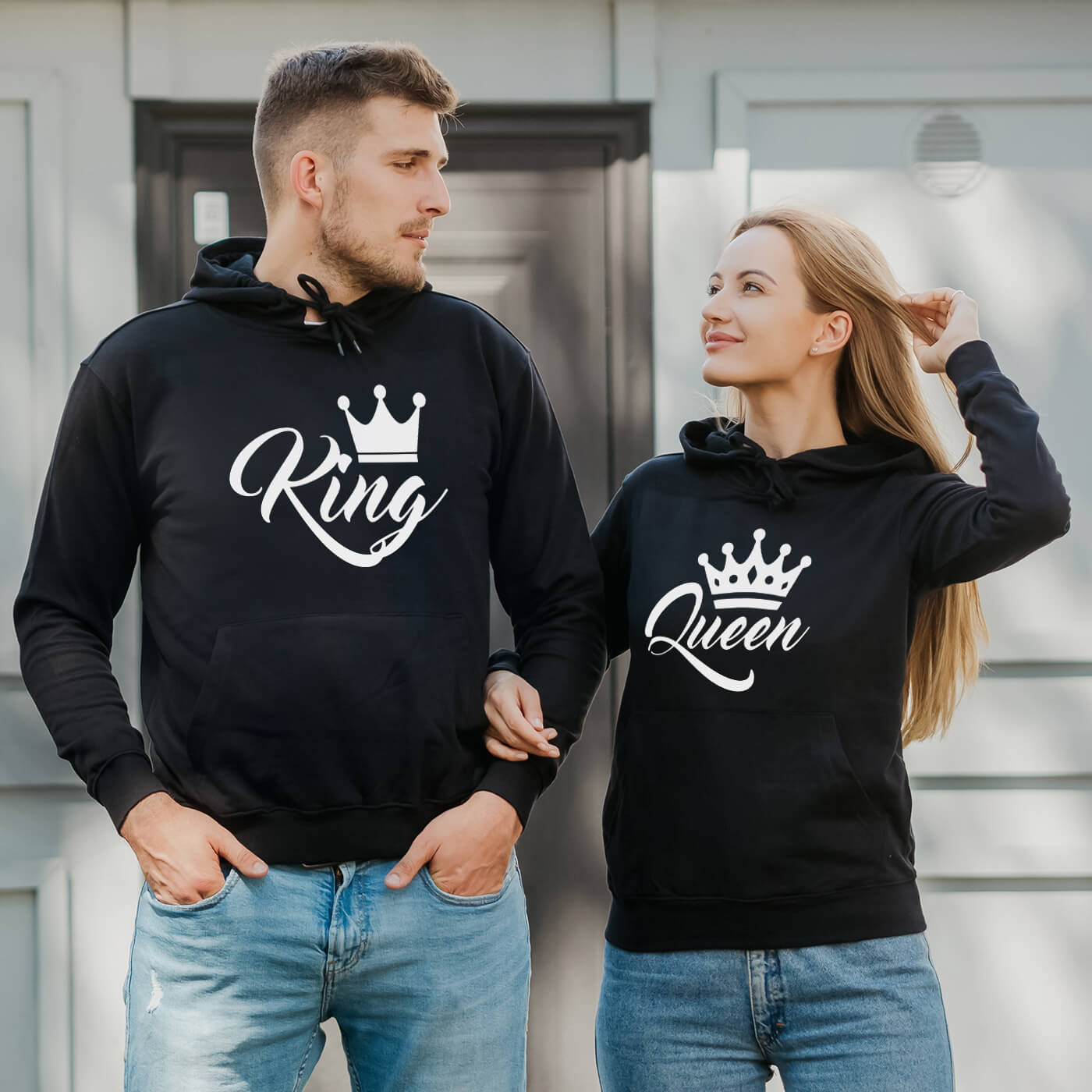 Couple Hoodies King Queen Simple Style Sweatershirt – os melhores