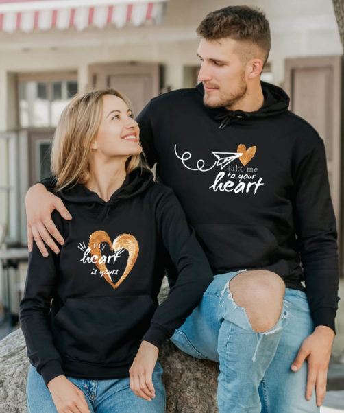 Customized Couple Hoodies My Heart is Yours Great Gifts For Couple