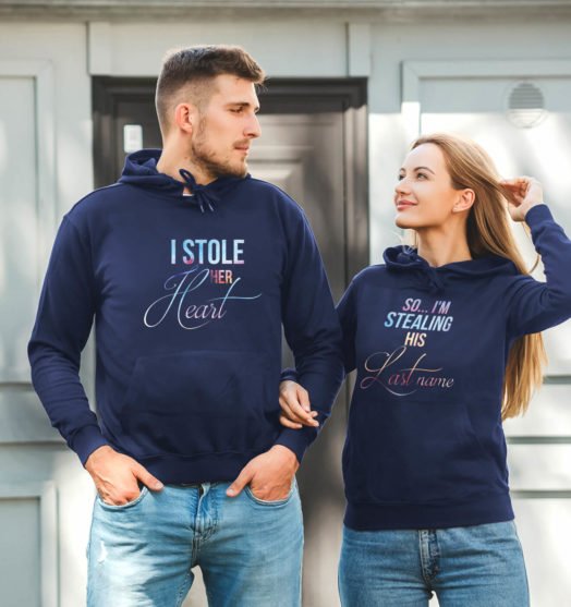 Romantic Matching Couple Hoodies Stealing Hearts Couple Sweatshirt Set 