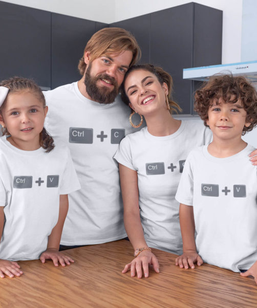 T shirts With Prints "Ctrl + C Ctrl - 4 Pack Matching Family