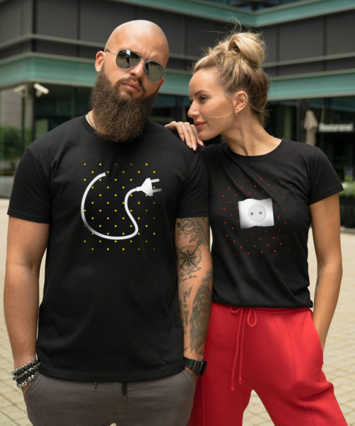 Black matching couple tees Connection