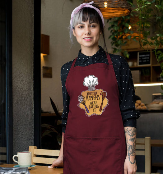Bordo long with pockets graphic apron Happens