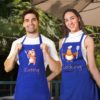 Blue graphic aprons for couple Cooking and eating