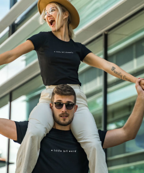 Graphic couple tees Dramatic and weird